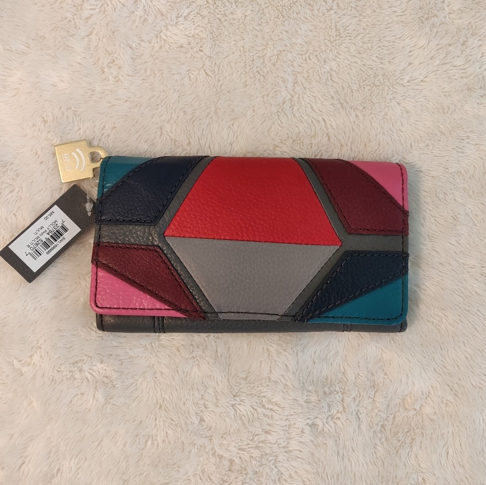 🌼Fossil Molly Multi Color Leather RFID Wallet NWT
